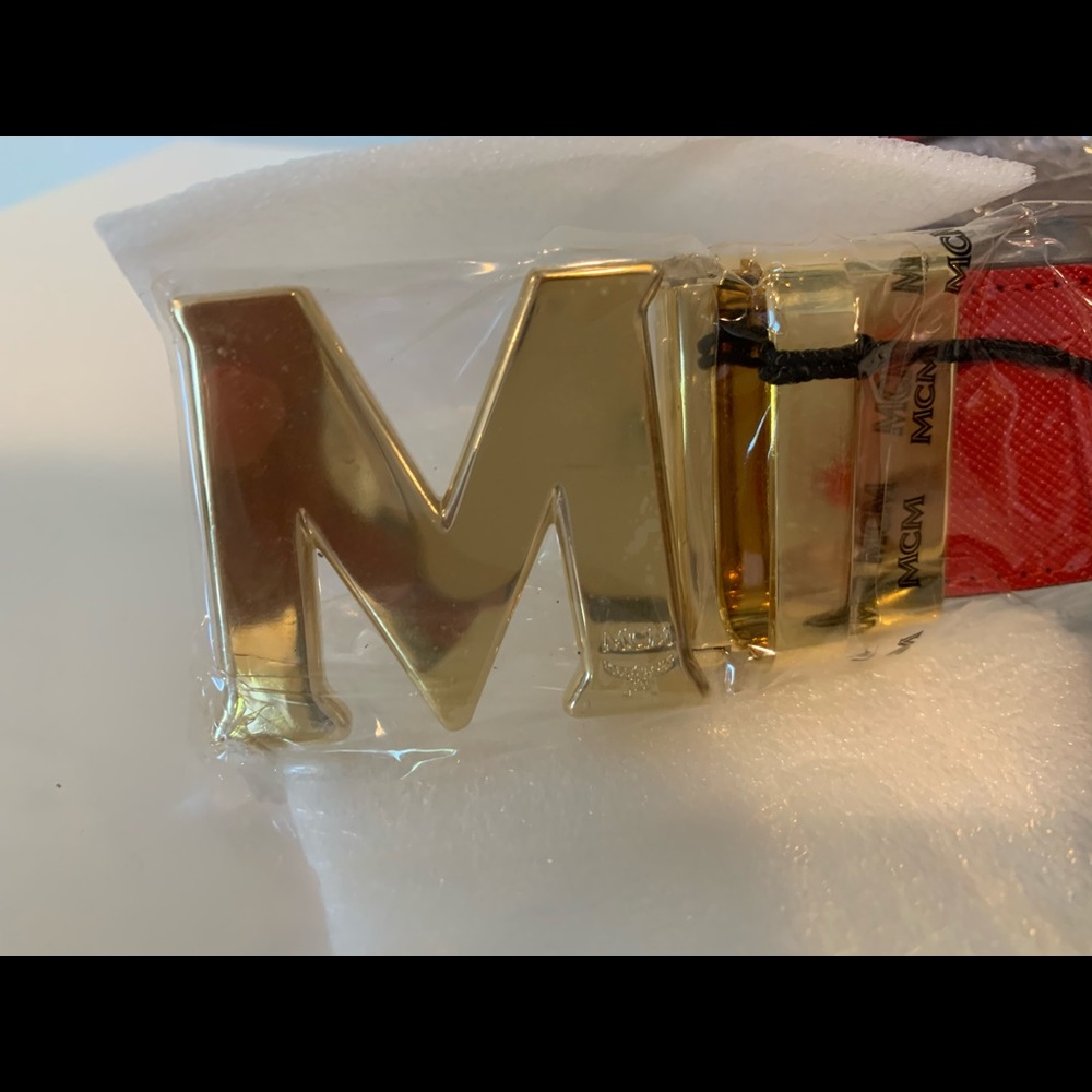 MCM red belt with “M” closure